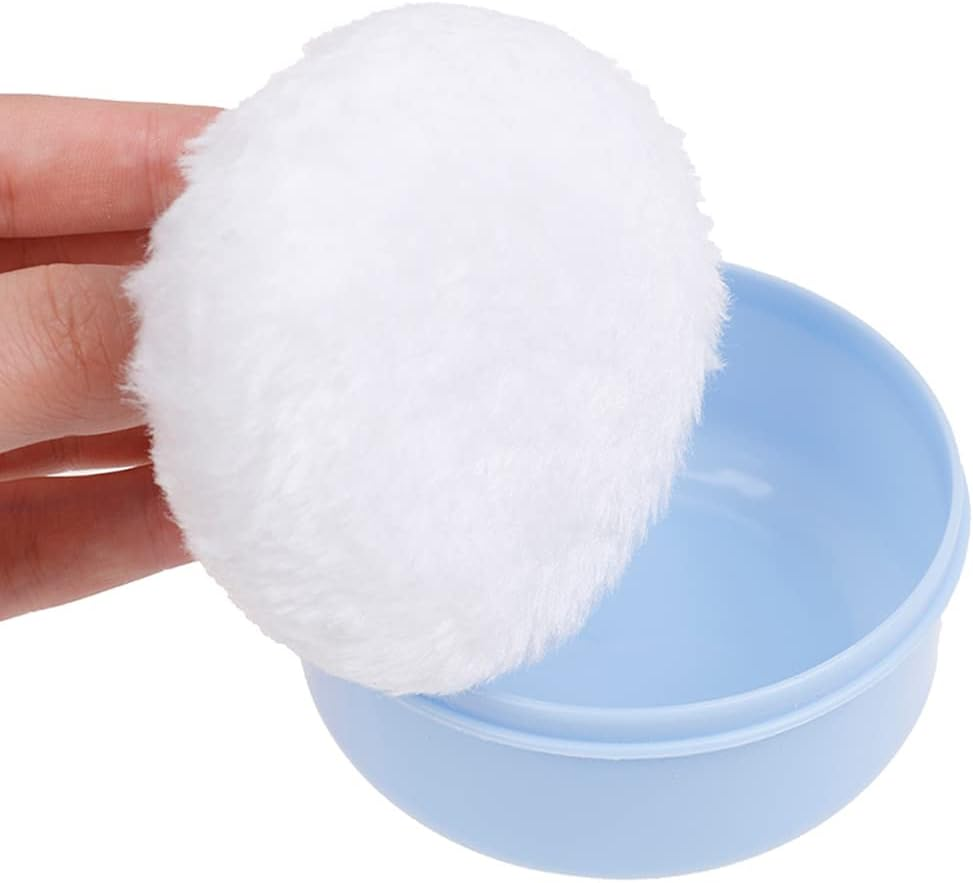 1X Portable with Box Baby Soft Body Powder Puff Virtu Container Case Talcum (Pink) image number 2