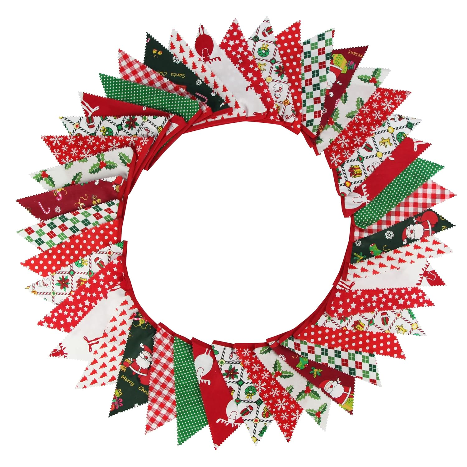 GCQQ 40 Ft Christmas Fabric Banner, 42Pcs Large Pennant Banner Flags, 14 Different Floral Banner Garland, Vintage Christmas Bunting, Fabric Pennant Banner for Party, Home, Outdoor image number 5