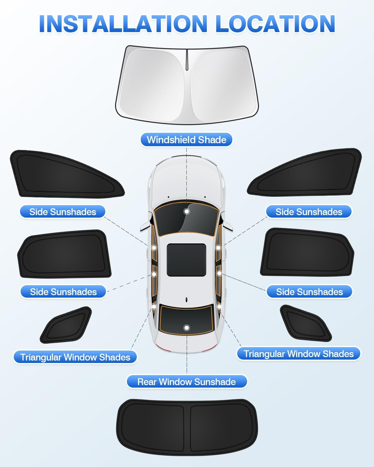 Canvcle Sunshades for 2023-2025 2026 Kia Sportage Accessories Windshield Sun Shade Side Rear Window Shade Cover Sun Visor Shield Privacy Protection for Camping Keep Vehicle Cool Black 8PCS image number 2