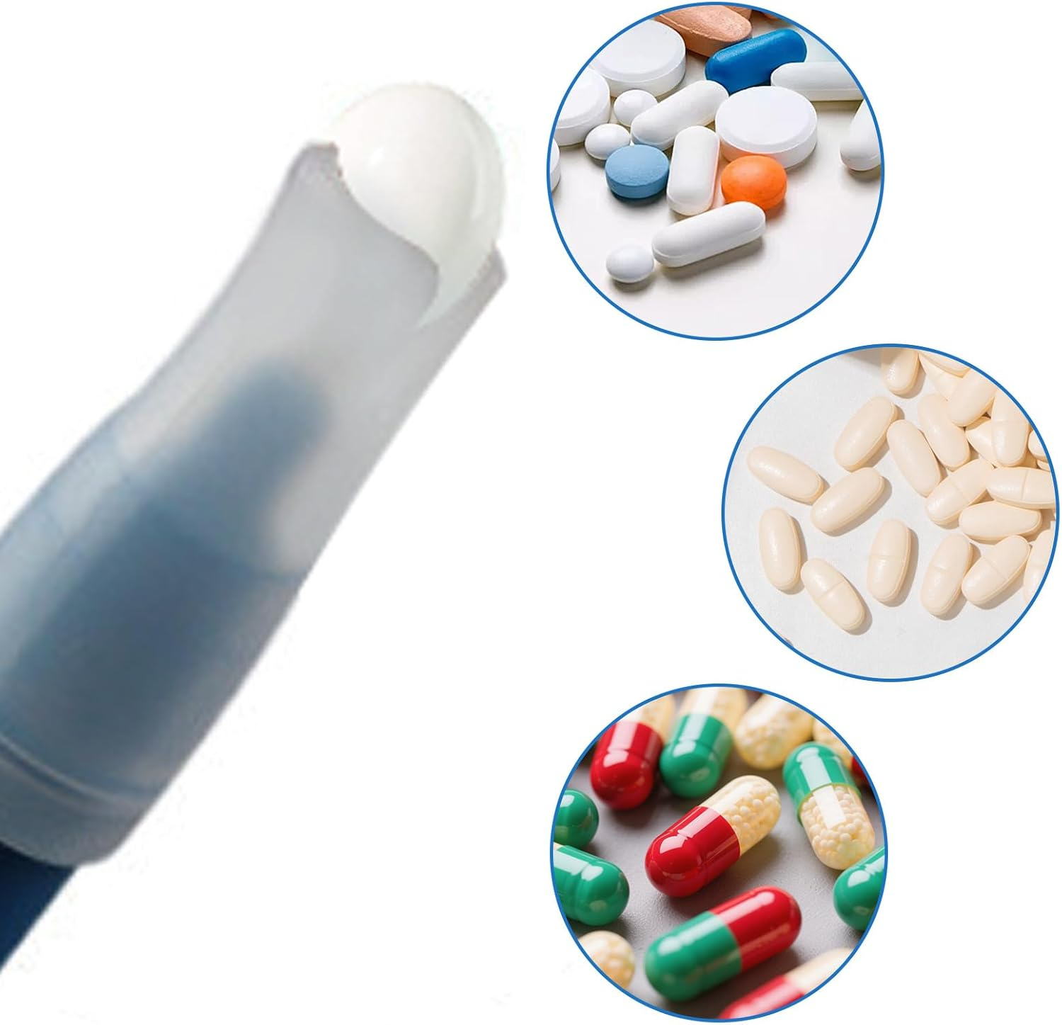 Pet Pill Plunger Popper Cat Tablet Dispenser Pet Side Grip Medication Feeder, All-In-One Dog Medication Stick for Dogs Cats Birds image number 3