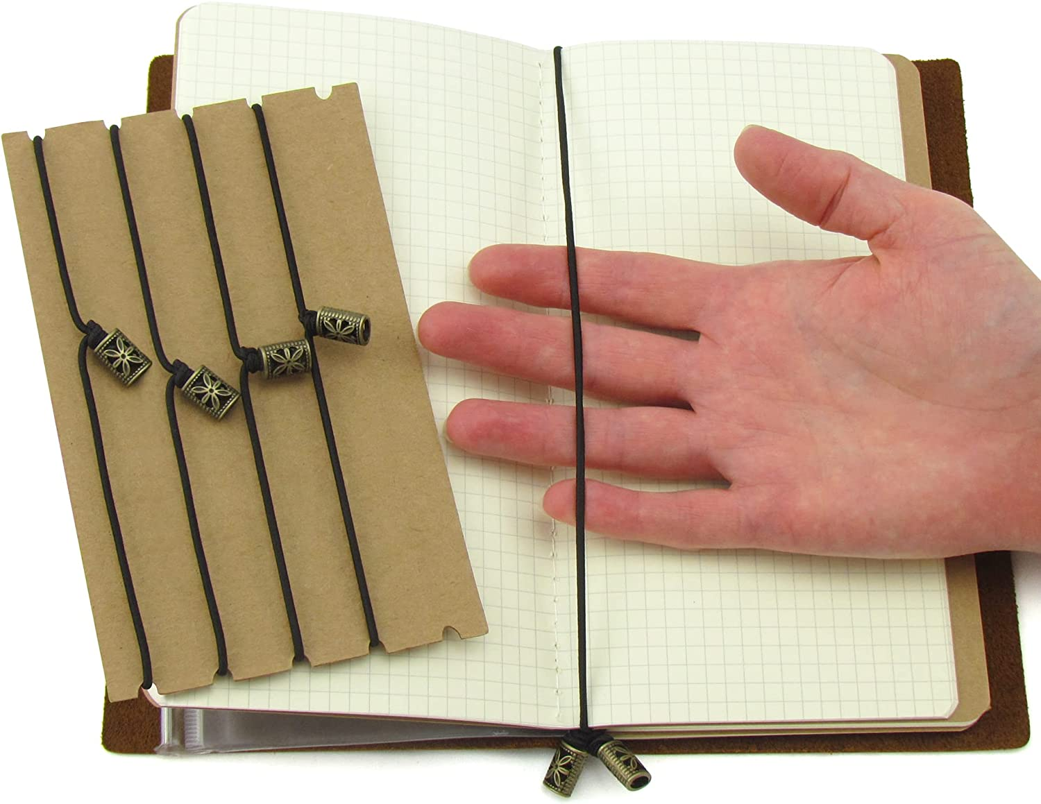 Traveller'S Notebook Elastic Bands - Leather Journal Refill Connection Band Straps Replacements - 5 Pack of Jump Bands with Toggles for Leather Journals and Standard TN Travellers Notebooks image number 2