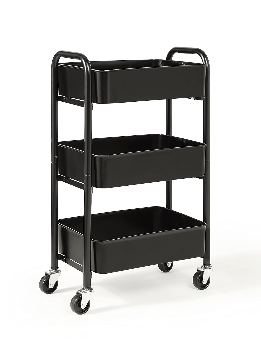 Sunnypoint 3-Tier Delicate Compact Rolling Metal Storage Organizer - Mobile Utility Cart Kitchen/Under Desk Cart with Caster Wheels (BLK, Compact (15.5" X 26.8" X 10.27")) image number 6
