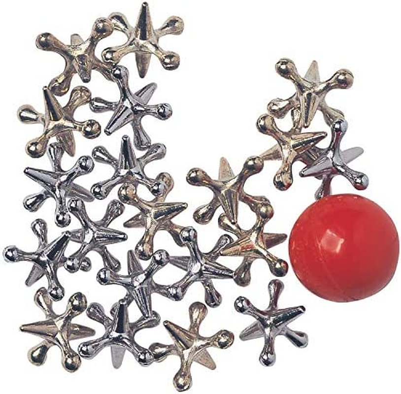 House of Marbles Jacks, a Traditional Playground Family Game of Skill and Fun, with Solid Metal Jacks Stars, Bouncy Ball and Cotton Bag, a Classic Educational Retro Toy Developing Dexterity image number 4