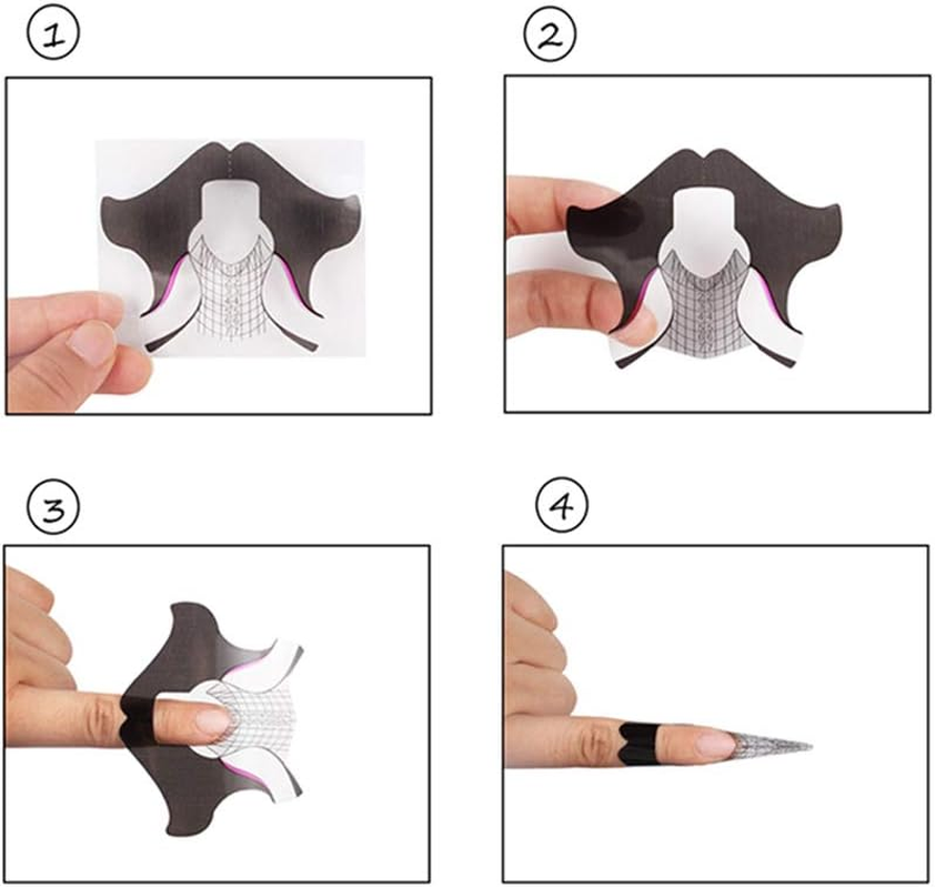 Beauty Leader 500 Pcs/Roll Nail Form Stickers Clear Nail Art Guide Form Acrylic UV Gel Tips Extension (Black Butterfly Design) image number 4