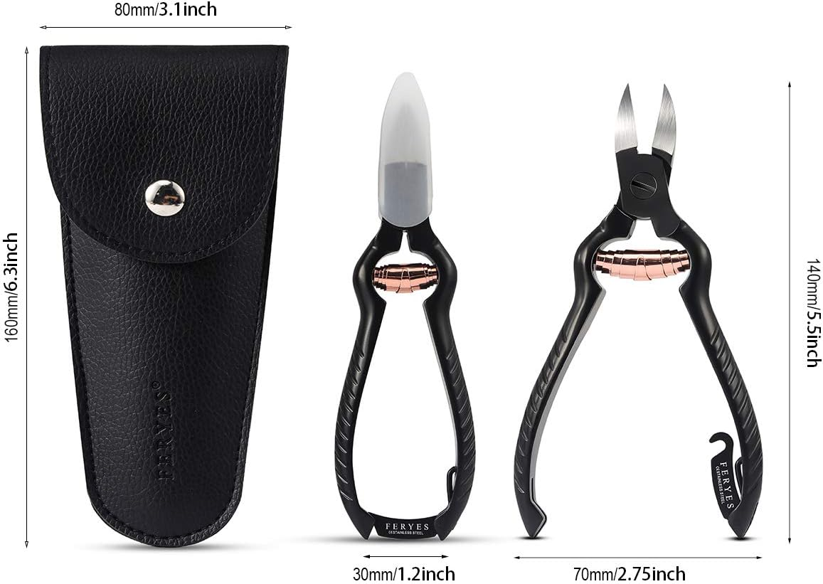 FERYES Precision Toenail Clippers for Thick or Ingrown Toenails- Secure and Stylish Design Thick Nail Clipper - W/Leather Case image number 5
