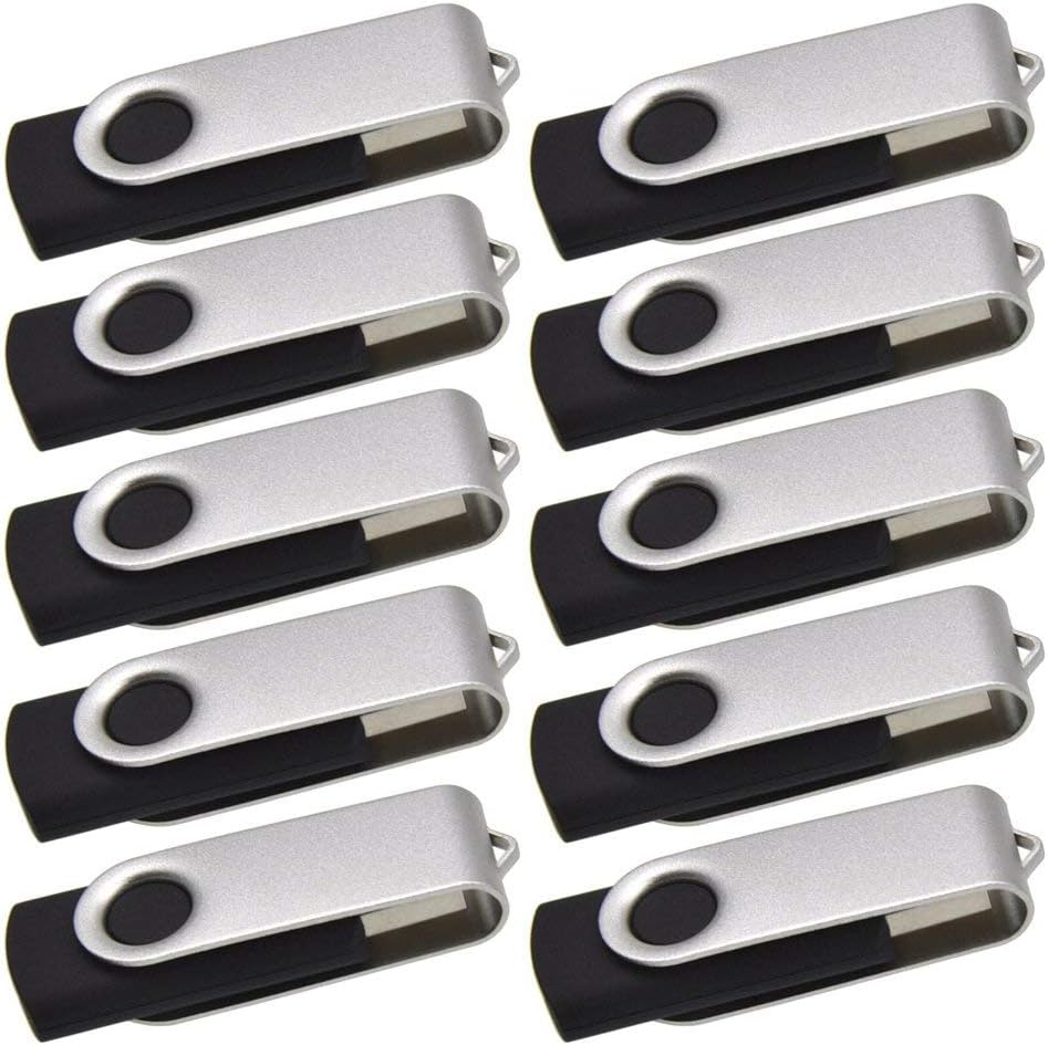 AUS, Black U Disk (16MB-64GB) (5,10PCS) USB 2.0 Metal Flash Memory Stick Swivel Pen Drive Storage Data Thumb (10 Pack - 32GB) image number 1