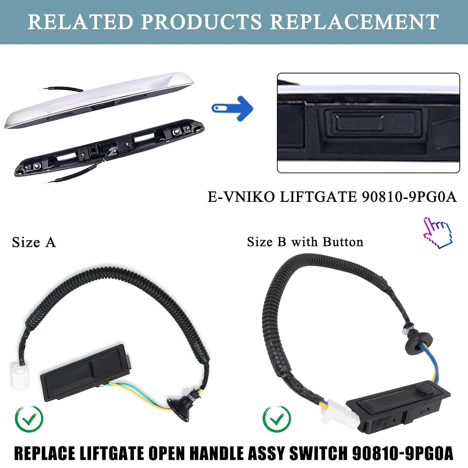 E-Vniko Rear Liftgate Trunk Open Release Switch Compatible for Nissan Pathfinder 2014-2019 Replace Tailgate Lid Switch 25380-3JA0A image number 4