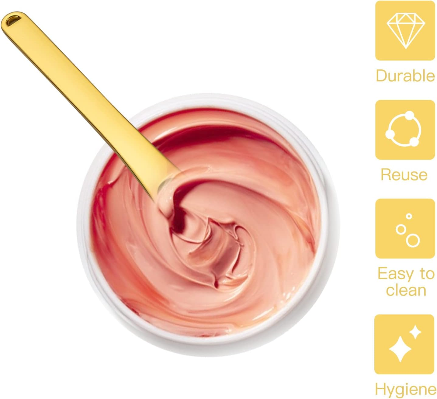 Tekson Metal Cosmetic Skincare Spatula, Mini Mask Facial Reusable Scoop, Makeup Beauty Spoons for Cream, Lotions, Moisturizers (Rose Gold, Gold, Silver) (Long Size) - Rose Gold+Gold+Silver image number 2