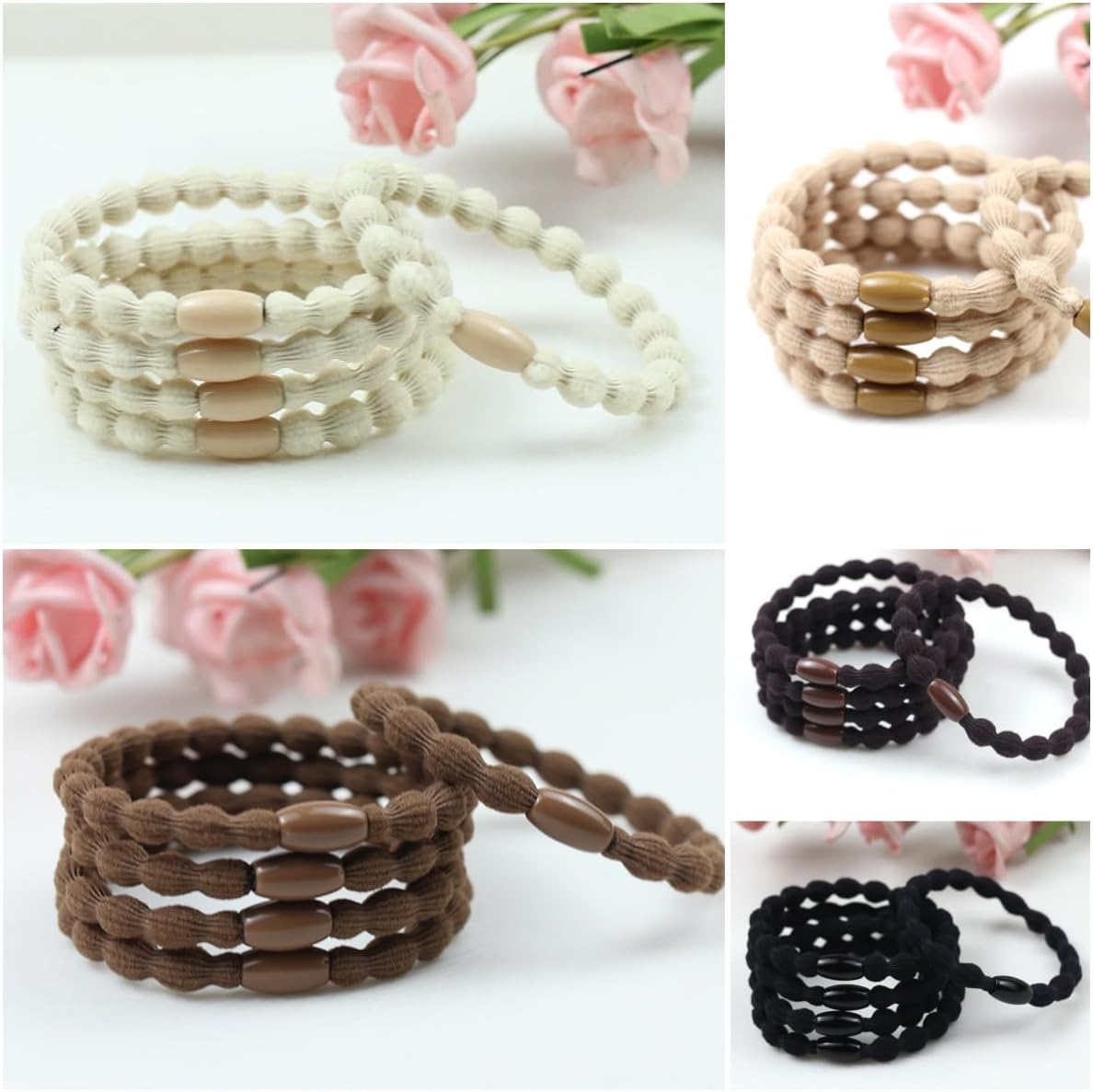 Kawlxpp 3X Stronger Hair Ties - 10-Pack Damage-Free Elastics for All Hair Types, Workouts & Daily Use | Non-Snap, Retain Shape (Earthtones, Medium)