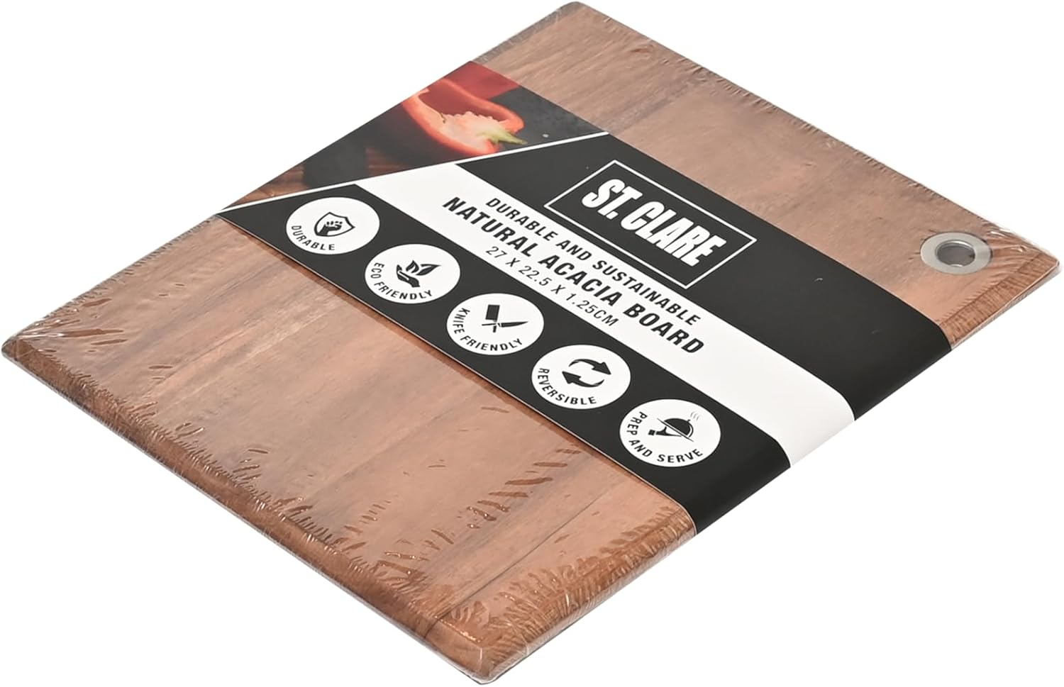 St Clare Acacia Chopping Board, 27 X 22.5 X 1.25 Cm