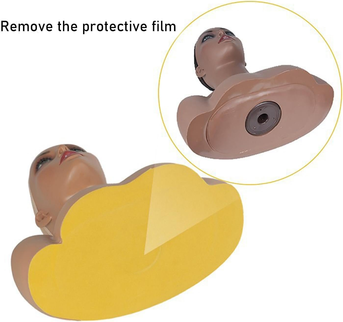 Eigell Realistic Female Mannequin Head Wig Display Stand PVC Female Mannequin Head with Shoulder for Necklace Wigs Making Styling