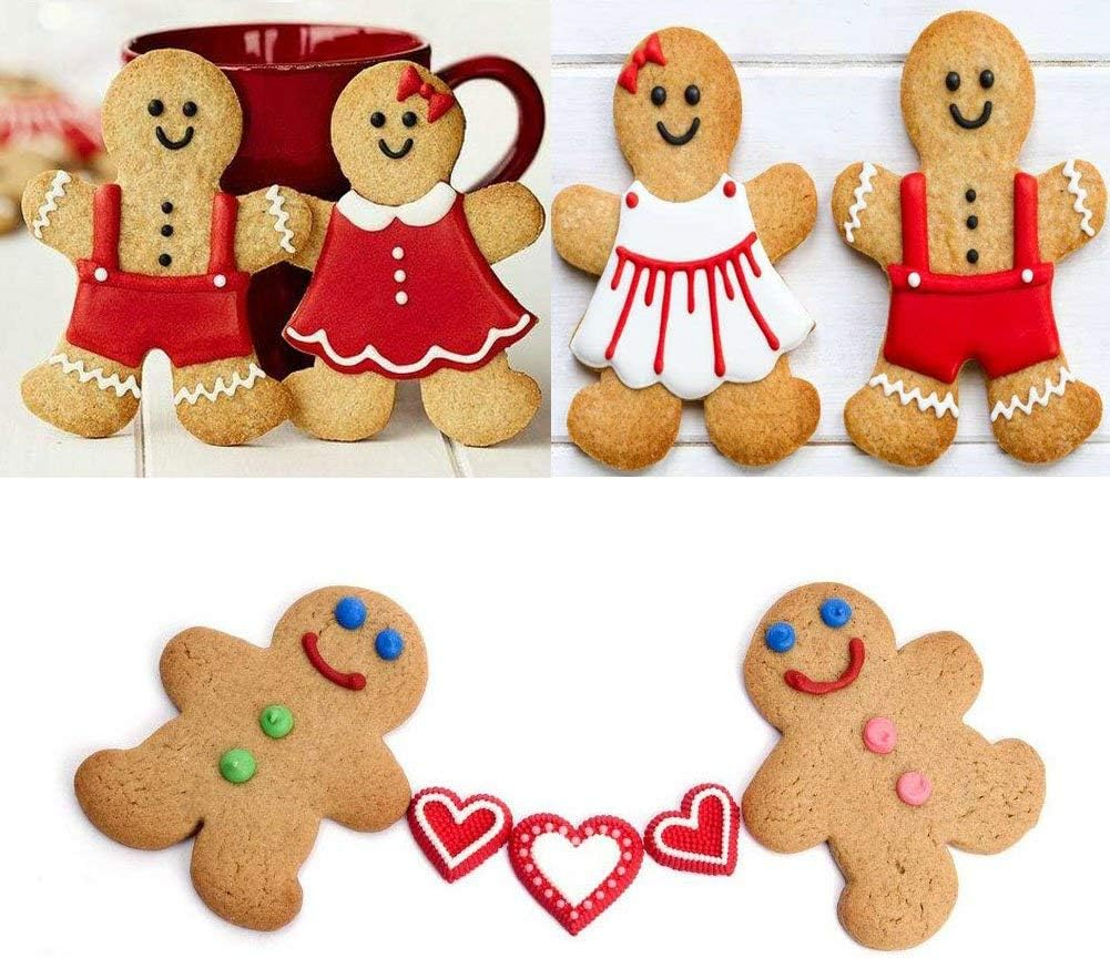Gingerbread Man and Gingerbread Woman Cookie Cutters for Christmas,Set of 6 Pcs Stainless Steel Boys and Girls Shape Fondant Biscuit Cake Baking Cutter Molds for Family/Valentine'S Day/Lovers/Wedding image number 3