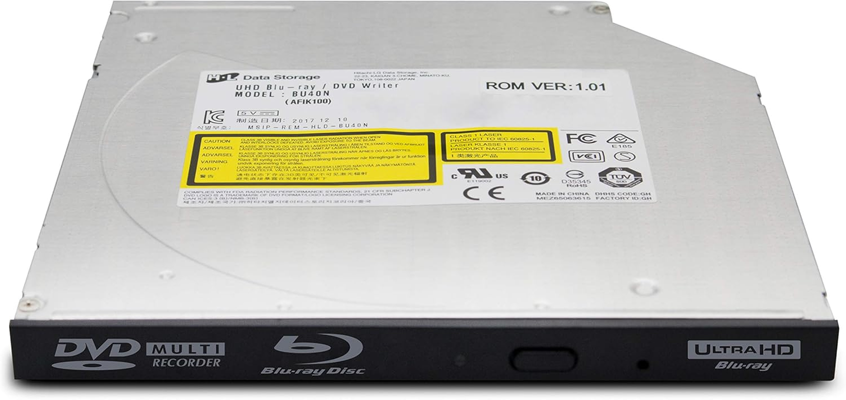 HLDS BU40N Ultra Slim 9.5Mm UHD 4K Blu-Ray Drive, SATA, PC, Windows/Mac Compatible