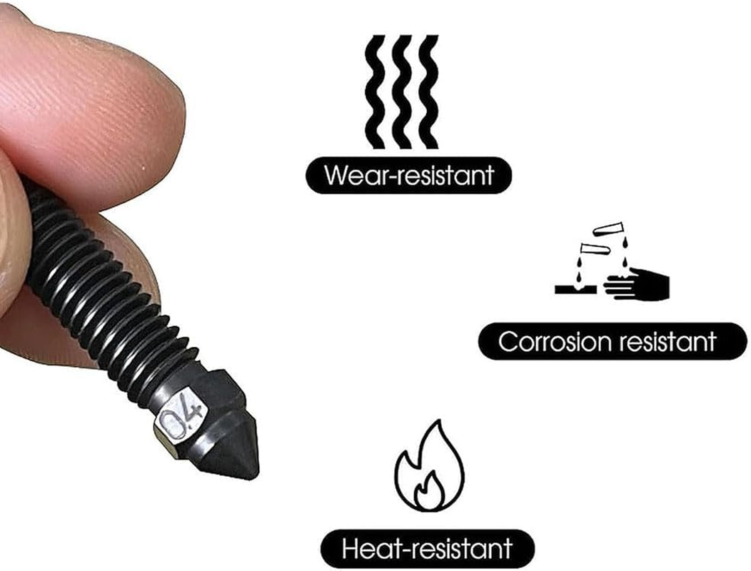 Lyhaogao Carbon Hardened Steel 3D Printer Nozzle Set - 5Pcs High Speed Printing Nozzles for ELEGOO, PLA/ABS/TPU, Multi Material Compatible, Durable & Heat Resistant Replacement Nozzle Kit image number 3