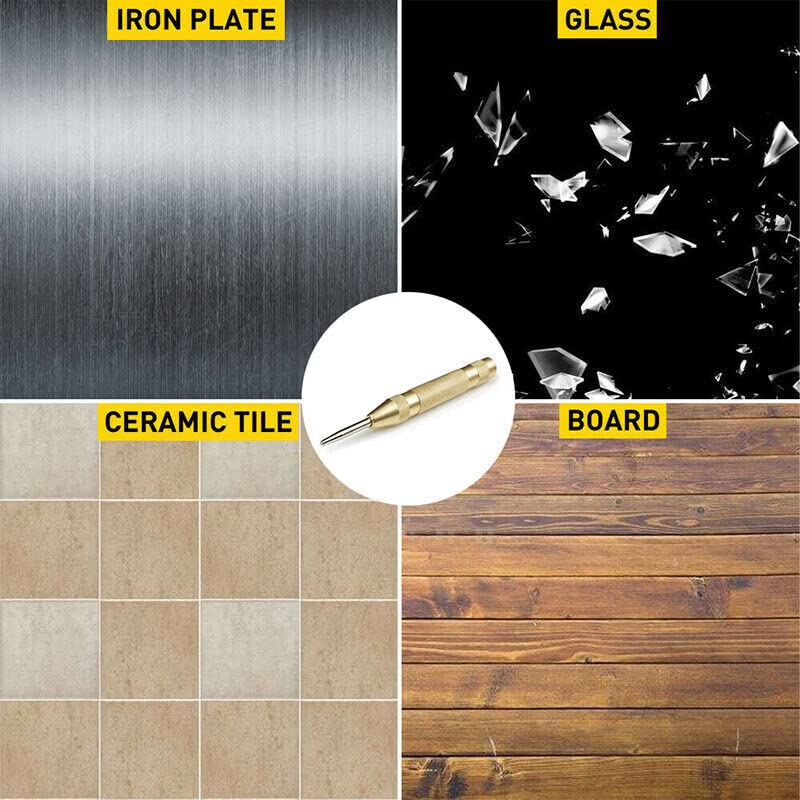 AIMALL 5.12-Inch Heavy Duty Automatic Center Punch Tool, Brass Bodied Spring-Loaded Auto Punch, Hand Tool for Wood and Thin Metal, No Hammer Needed, Adjustable Pressure image number 1