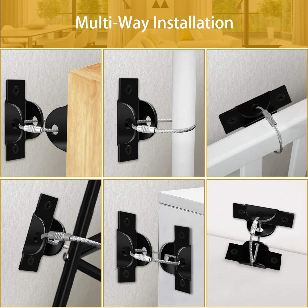 Furniture Anchors (6 Pack) Furniture Straps for Baby Proofing, Furniture Wall Anchors Metal Secure 400 Pound Falling Furniture Prevention Straps Child Pet Safety Straps Earthquake Resistant