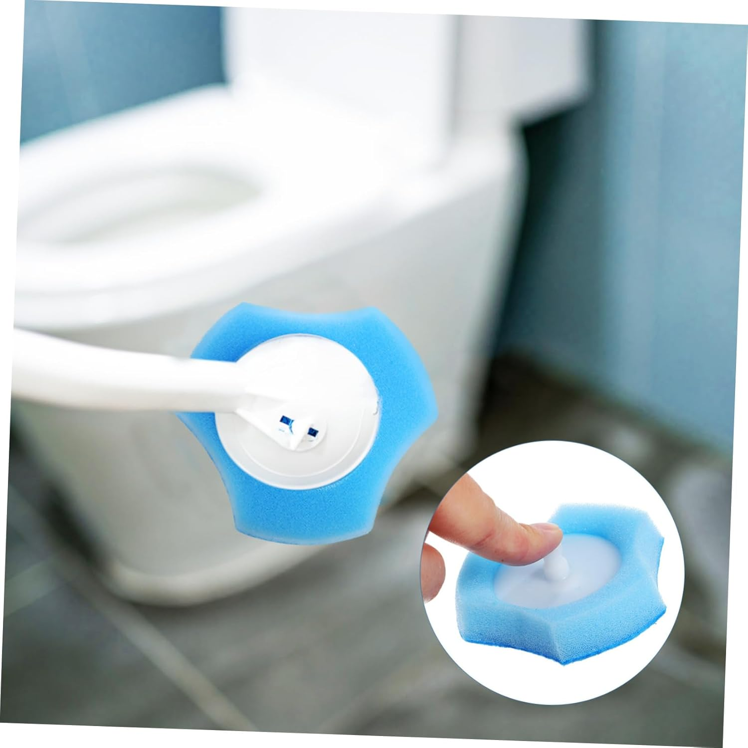 GANAZONO 30Pcs Disposable Sponge Brush Heads Toilet Bowl Refill Pads Bathroom Cleaning Supplies Blue Replacement Heads for Washers and Brushes image number 1