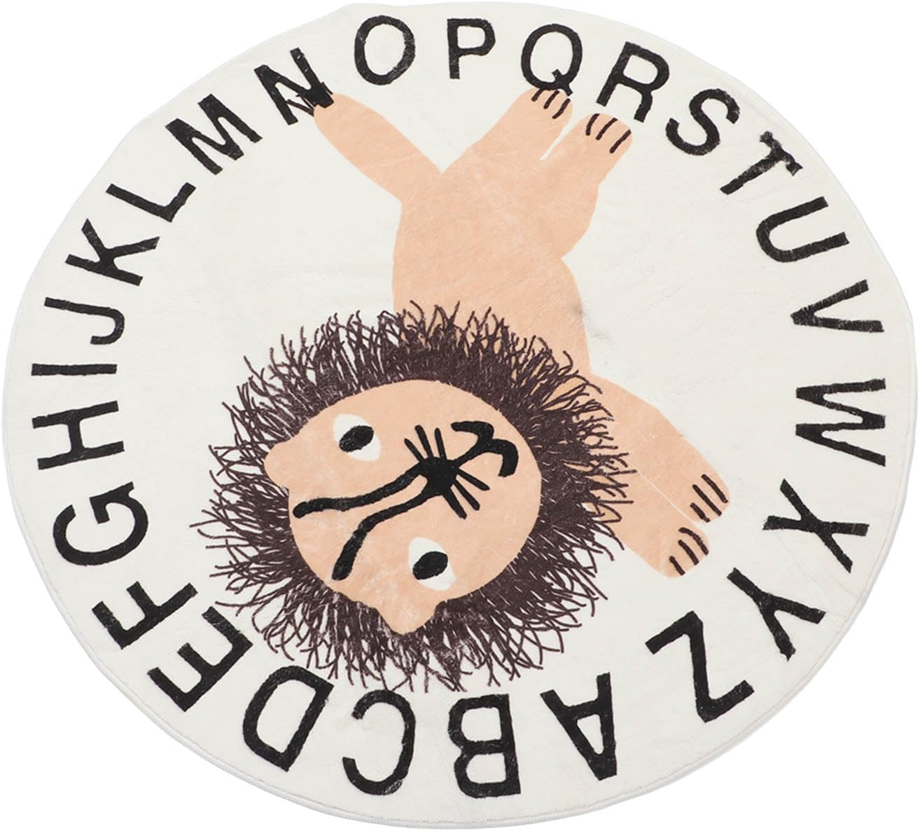 Children'S round Rug, Animal Shaped Soft round Rug, Non-Slip, 100Cm Diameter, for Nursing Room (Lion) image number 1