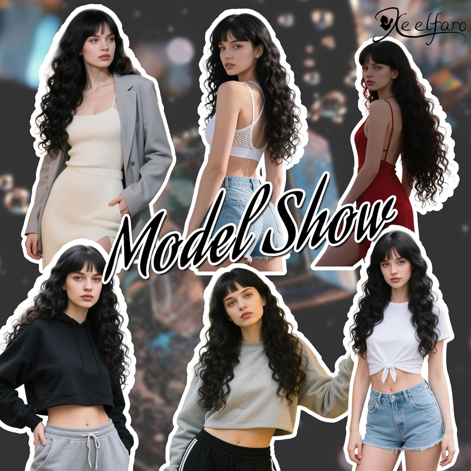 Xeelfaro Black Wavy Long Wig for Women Full Head with Natural Bang & Textured Curls, Soft 25Inch Wig for Everyday Styling Special Moments (Black, 25Inch) image number 1