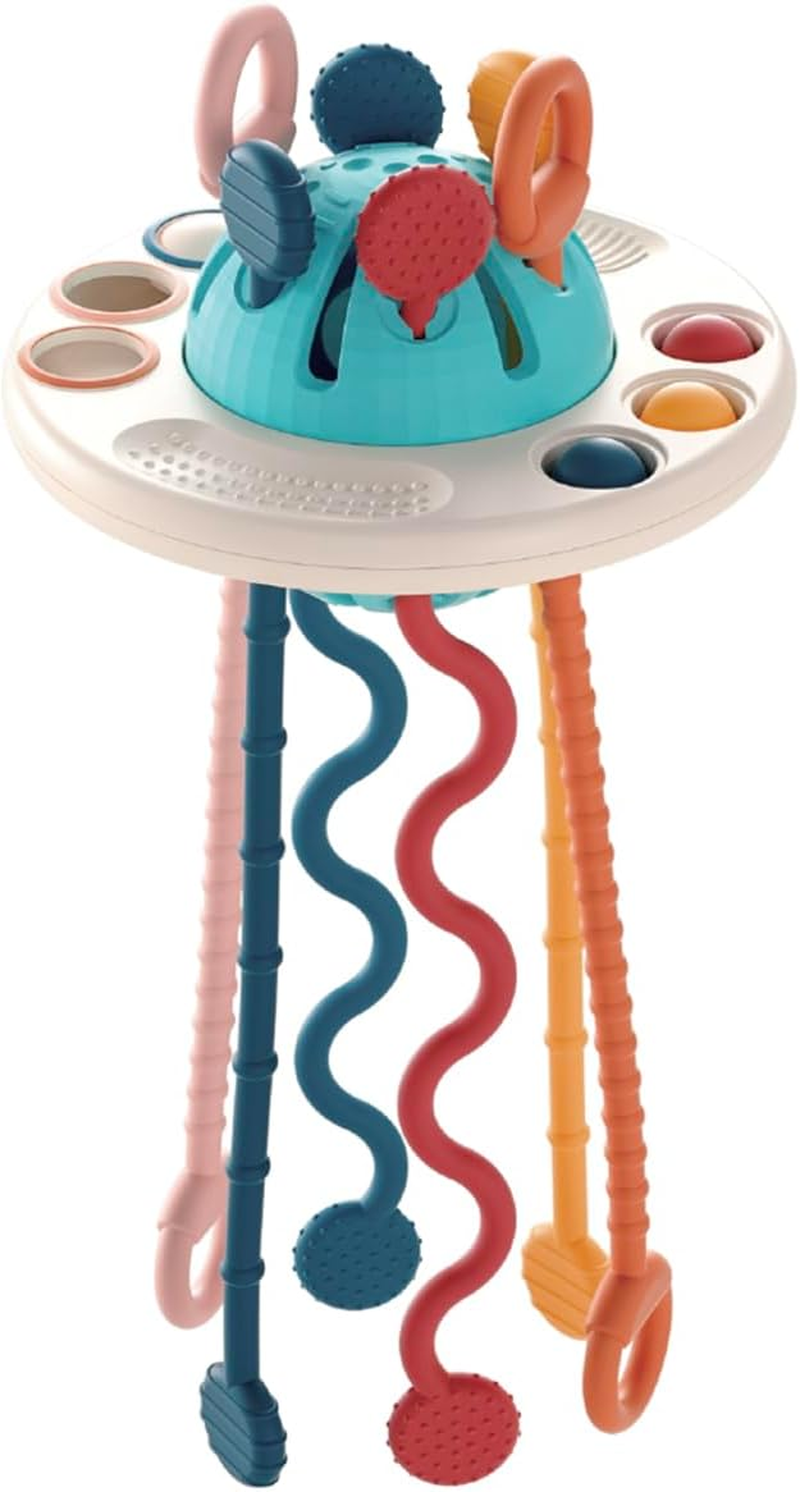 UFO Teething Toy &ndash; Baby Teething Toys for Toddlers 18+ Months, Flying Saucer Montessori Sensory Toys with Soft Silicone Chewy Tubes, Pull String Baby Toys &ndash; Bpa-Free & Travel-Friendly image number 2