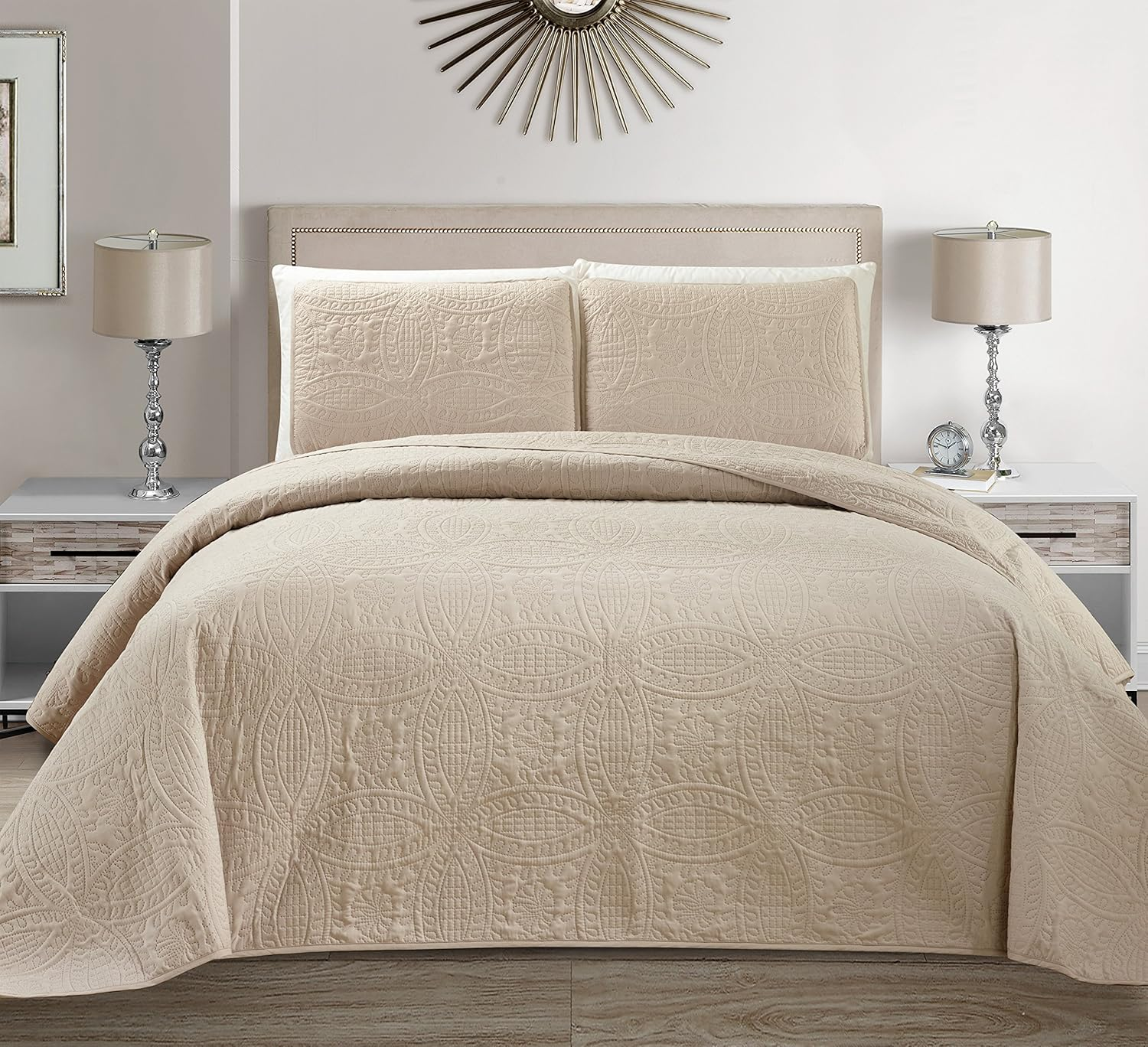 MK Home Mk Collection Solid Embossed Bedspread Bed Cover over Size (Coral, King/California King)