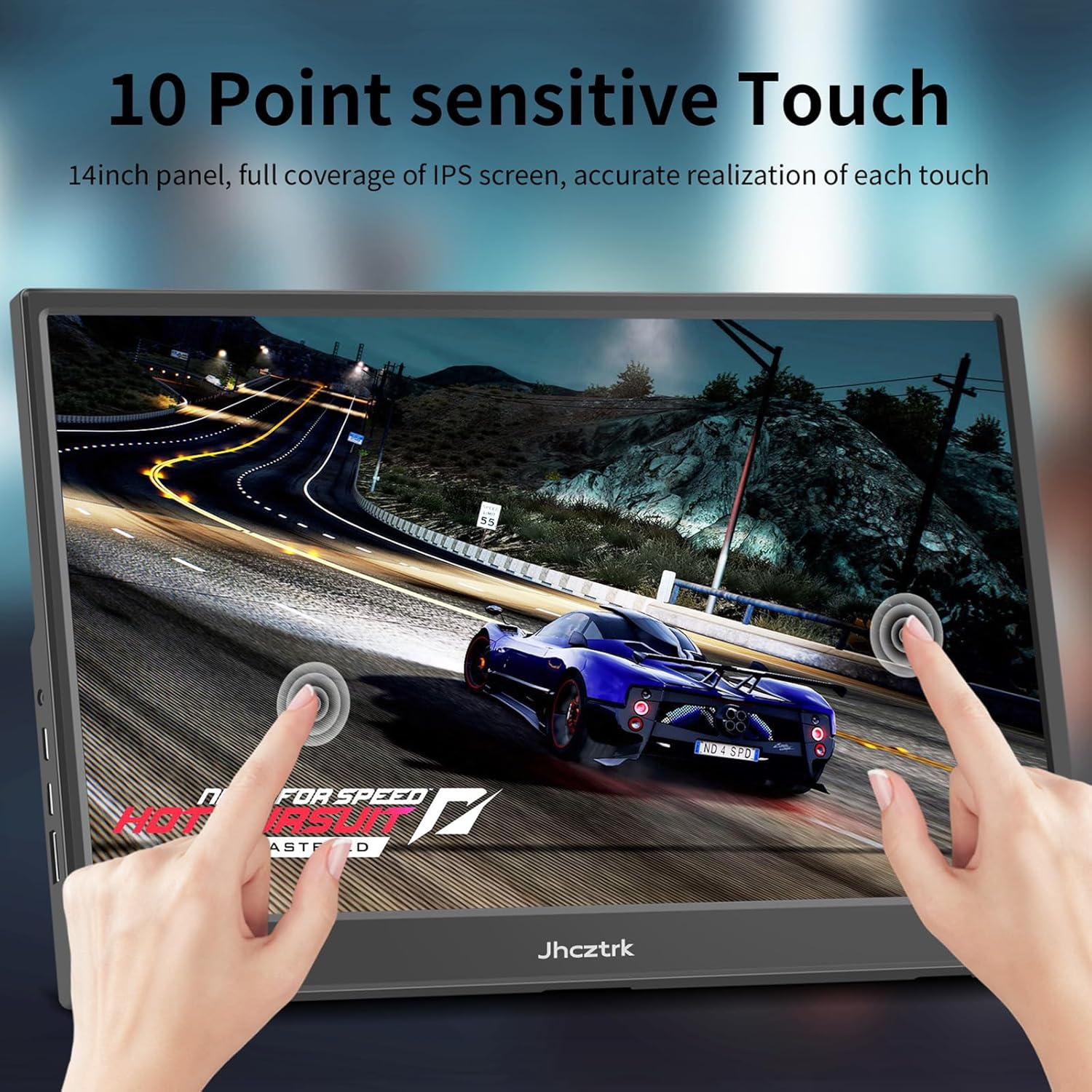 Touchscreen, Portable Monitor 14-Inch Full HD 1200P Built-In Tripod and Dual Speakers HDR Eye Protection Slim IPS Display, USB Type-C HDMI External Monitor for Laptop/Pc/Mac/Iphone/Xbox image number 5