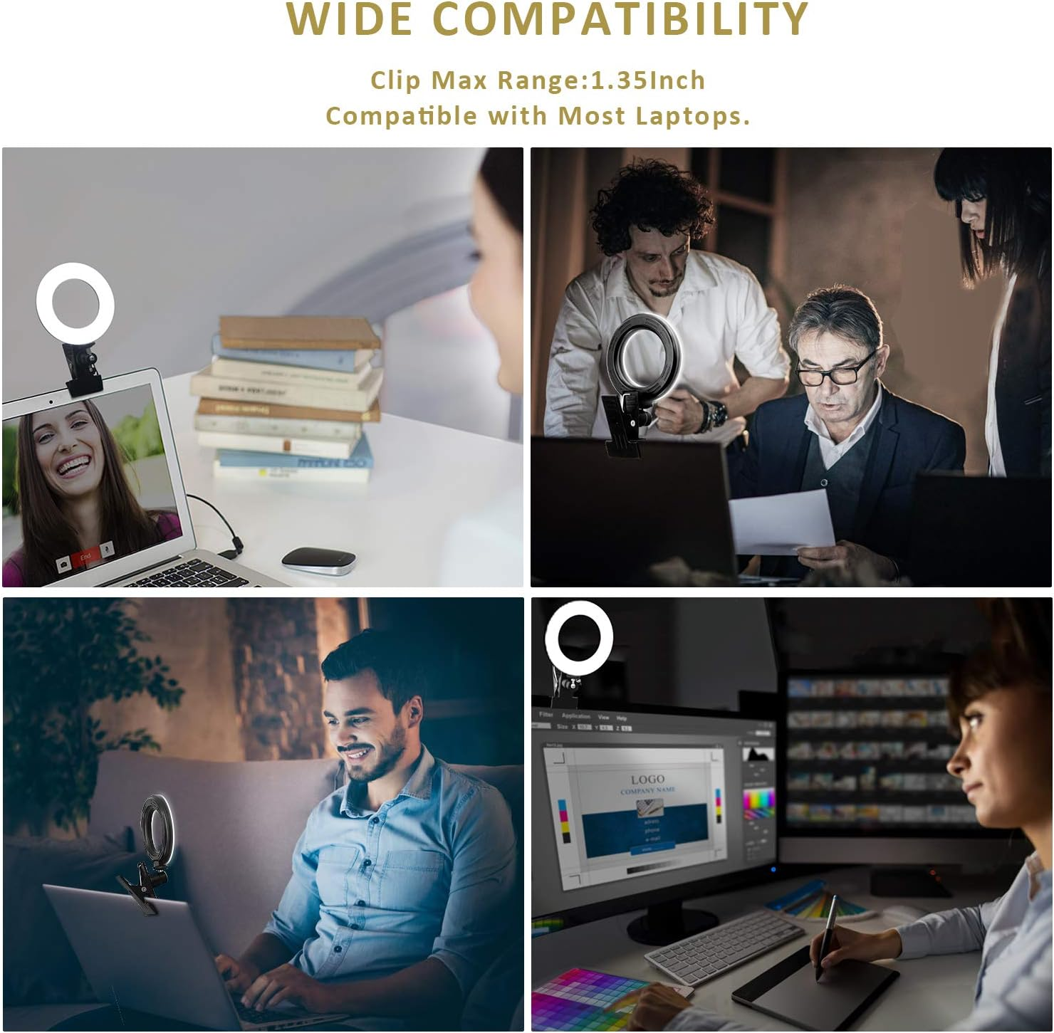 Video Conference Lighting,Webcam Lighting,Ring Light for Monitor Clip On,Zoom Call Lighting, Remote Working, Distance Learning,Self Broadcasting and Live Streaming, Computer Laptop image number 3