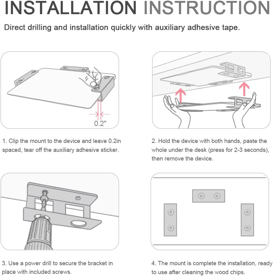 Under Desk Laptop Mount, JEMACHE Aluminium under Desk Shelf Holder for Laptop, Mac Mini, Macbook with Anti-Scratch Silicone (Silver) image number 4