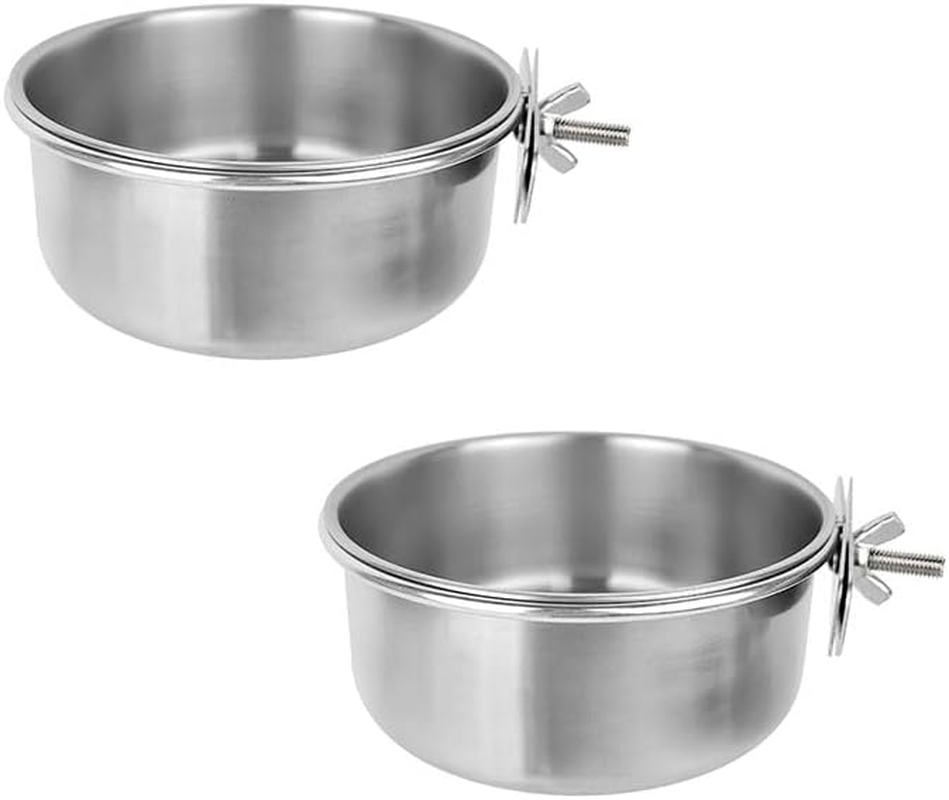 2Pcs Parrot Food Water Bowls with Clamp,Bird Feeding Cups with Clamp, Bird Cage Food Parrot Food Dish Bird Feeder Cup with Clamp, Stainless Steel Bird Feeding Dish Cups Bird Bowls Bird Dishes for Cage image number 3