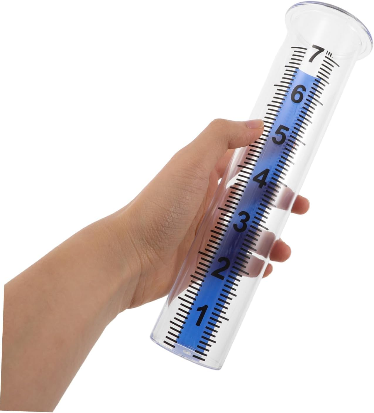SUPVOX 4PCS Transparent Rain Gauge Tubes with Blue Base Accurate Outdoor Water Measurement for Garden Lawn Backyard School Weather Science and Greenhouse Use