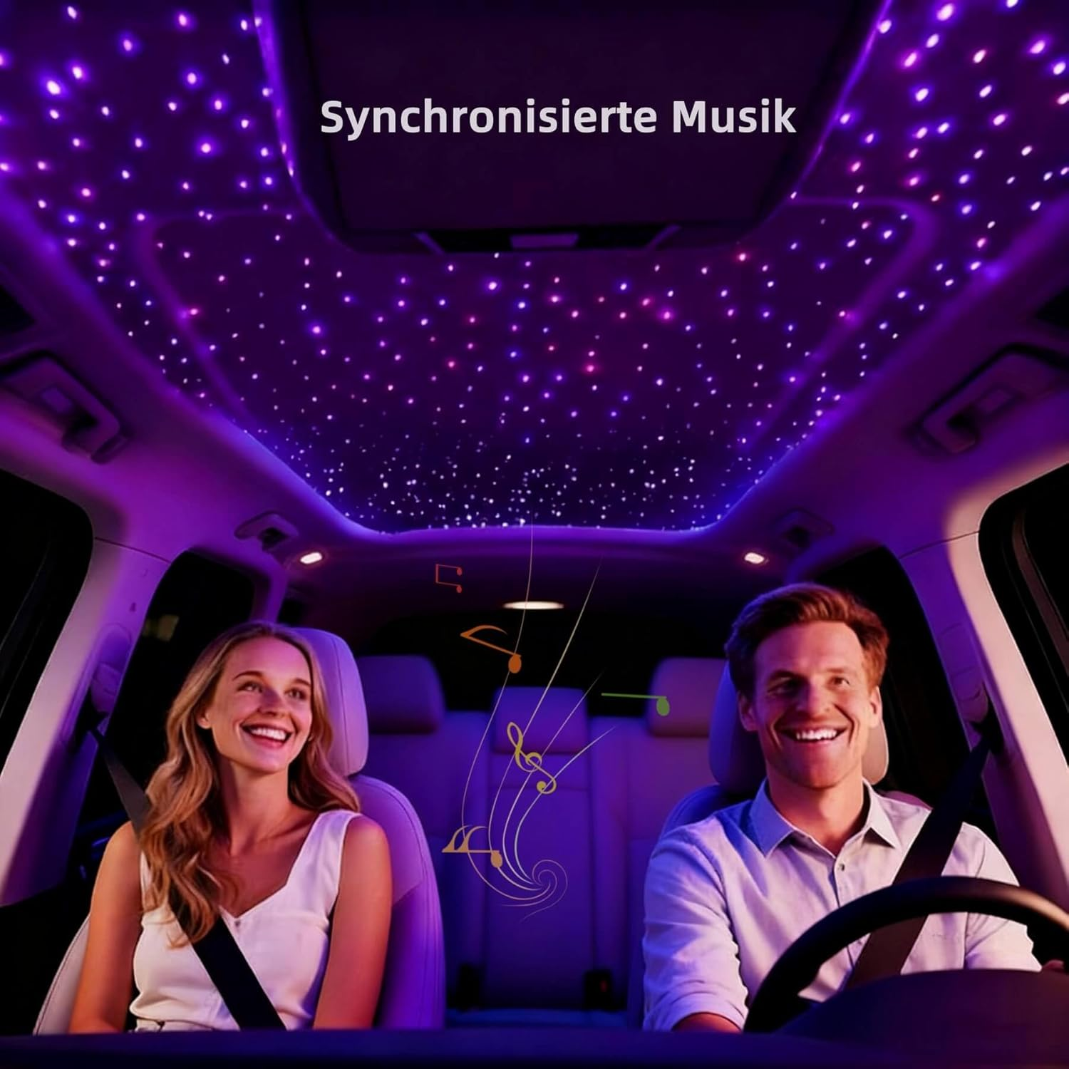 Starry Sky Fibre Optic Light for Car, 300 Pieces, 2 M, 0.75 Mm Fibre Optic Cable Star Ceiling Lights Kit, Bluetooth APP/RF Remote Control, RGBW Fibre Optic Light, Music Synchronization, Timing And image number 2