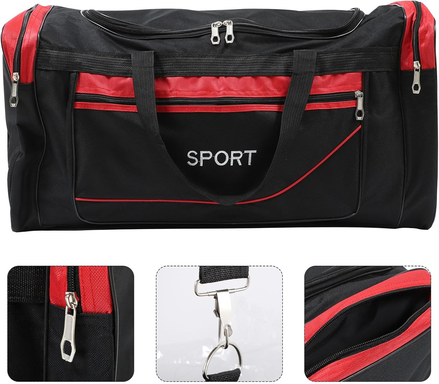 LALADEFIEE Large Capacity Travel Clothes Organizer Bag Luggage Storage Tote Shoulder Bag for Outdoor Trips and Family Travel Red image number 4