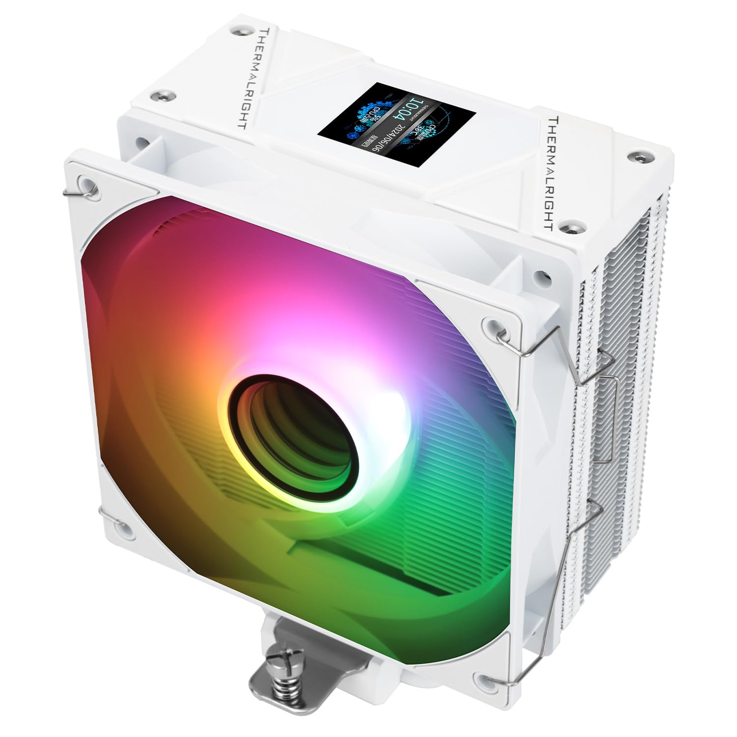 Thermalright Assassin Spirit 120 Vision ARGB White CPU Cooler, Computer Heatsink Cooler, 154Mm High, PC Display Screen CPU Cooling with 1.54In,240*240 Resolving Power,For AM4/AM5 and LGA1700/1851/115X
