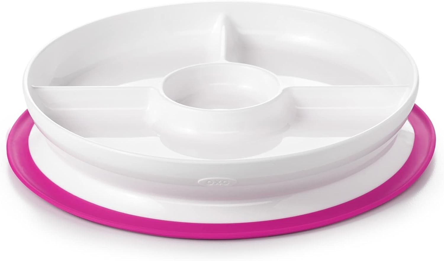 OXO TOT Stick and Stay Suction Divided Plate, Pink,