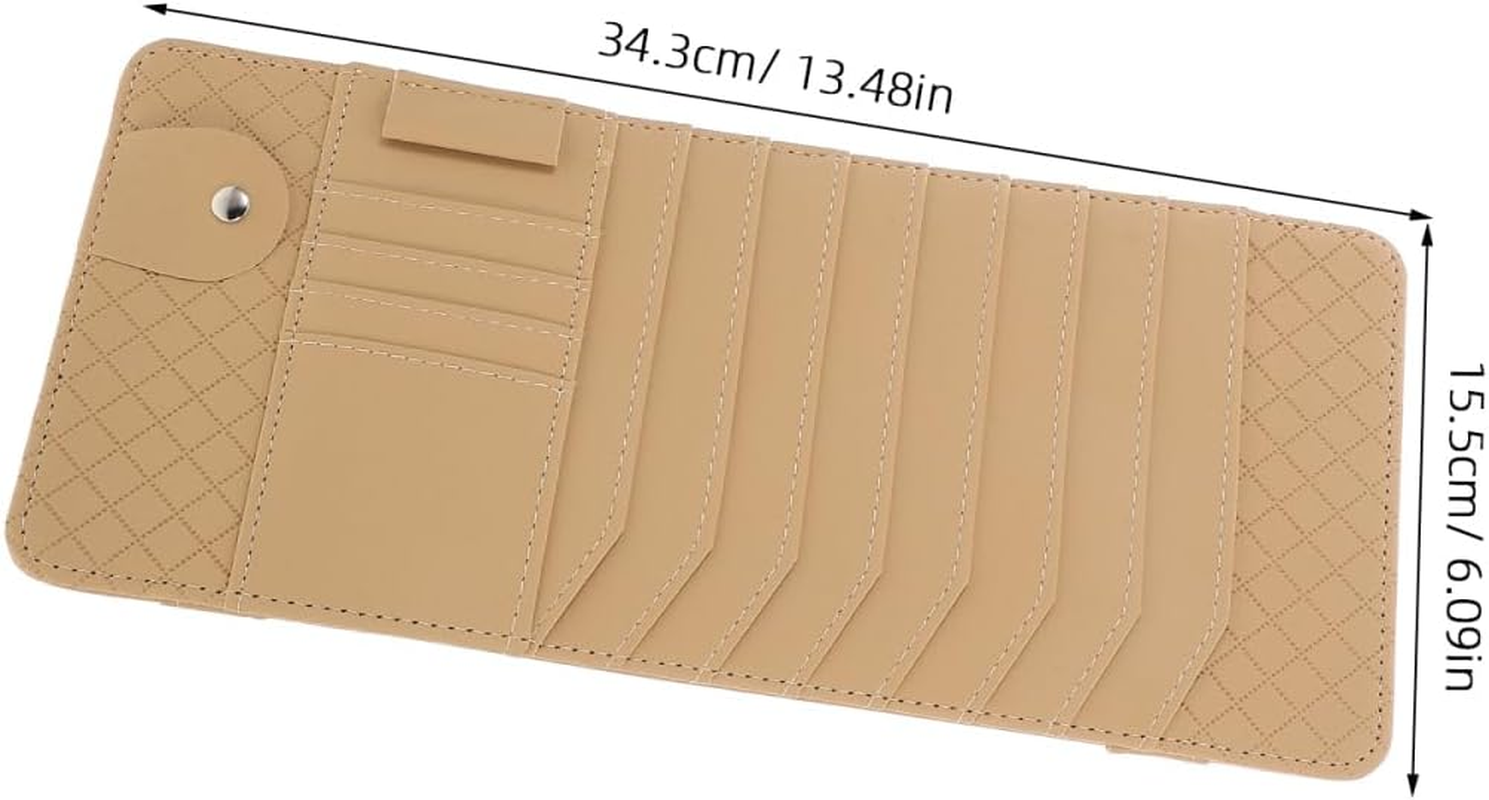POPETPOP Car Visor Organizer CD Holder with Faux Leather Multifunctional Sun Visor Storage Bag for Sunglasses and Dvds Stylish Car Accessories for Drivers image number 2