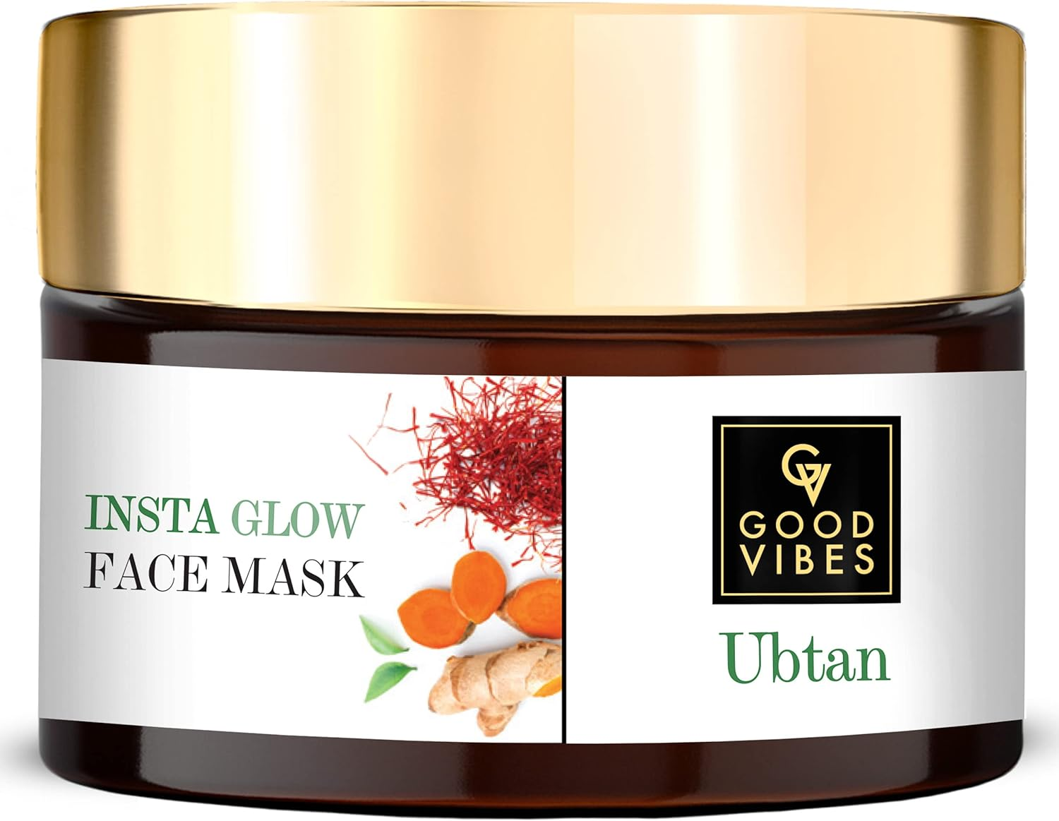 Good Vibes Ubtan Insta Glow Face Mask, 50 G | Brightening, Cleansing, Smoothening Face Pack for All Skin Types | with Turmeric, Saffron, Sunflower Seed Oil | No Parabens, Sulphates & Mineral Oil image number 6