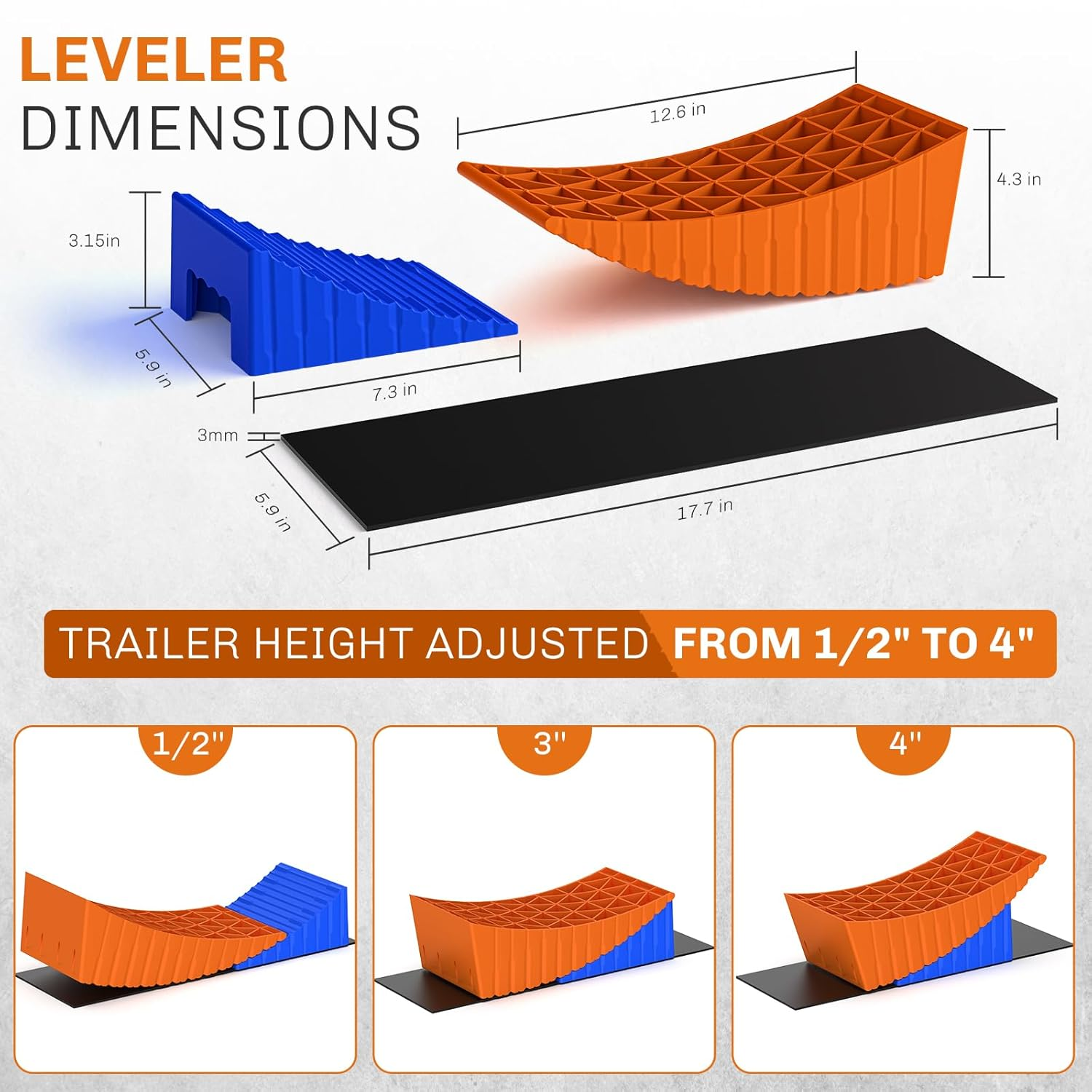 WELLUCK Camper Leveler, RV Leveling Blocks Camper Wheel Chocks up to 35,000 Lbs, 2 Packs Heavy Duty Curved RV Camper Leveler Kit with Anti-Slip Mats, Carrying Bag for Travel Trailer image number 3
