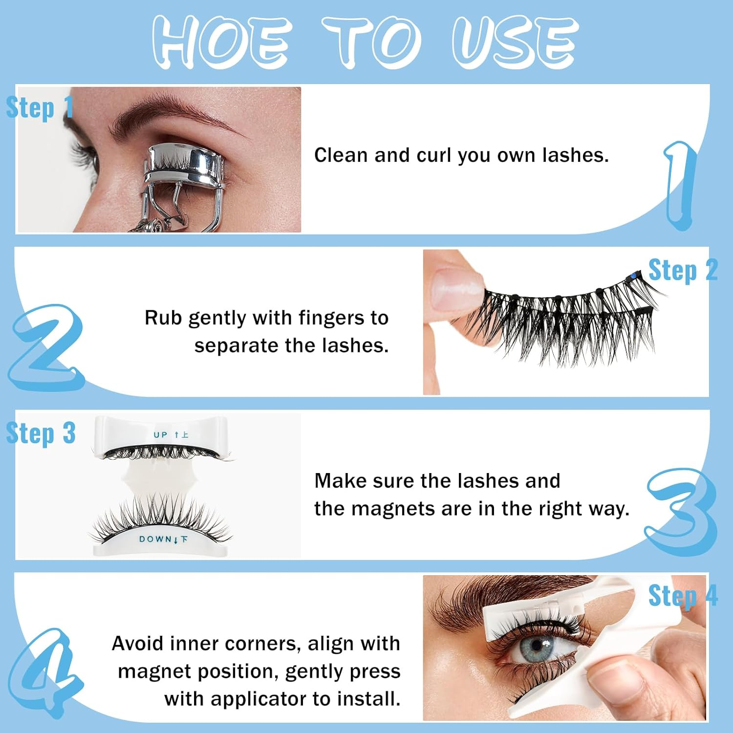 Kevkev Magnetic Eyelashes with Applicator Individual Lashes Wispy Lashes Lash Clusters Eyelashes Look like Extensions No Glue Needed(Garnet) image number 1