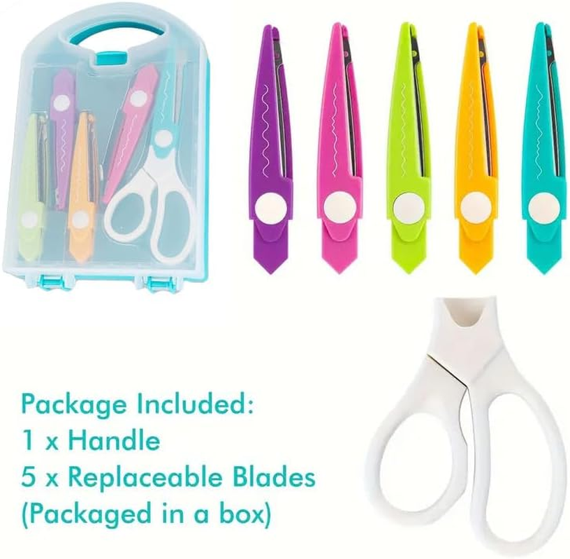 AIMALL Kids' Creative Scissors Set with 5 Decorative Blades, 6.93 Inch DIY Craft Scissors for Fun Arts & Crafts, Includes Carry Case image number 5