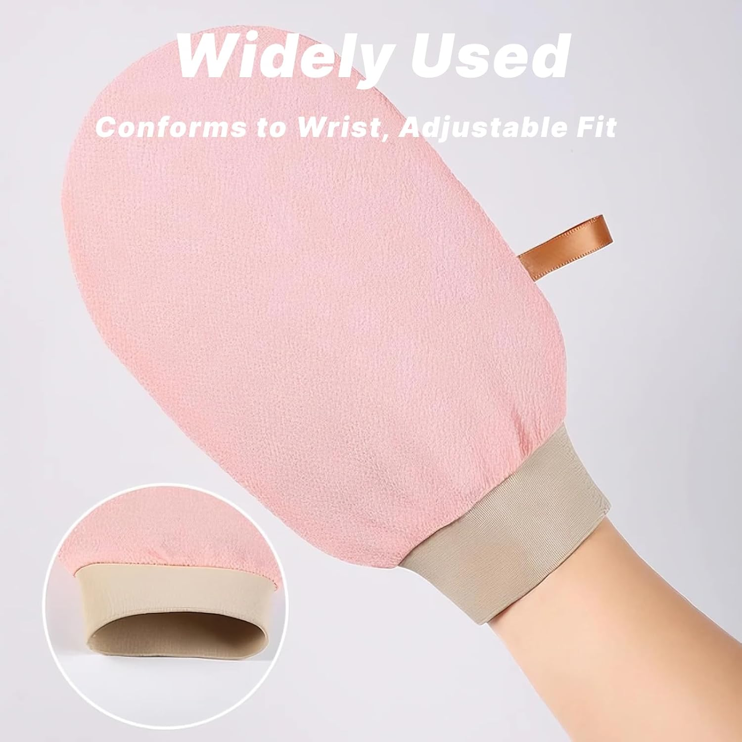 Exfoliating Glove, 2 PCS Blue & Pink Viscose Fiber Body Scrubber Gloves for Bath & Shower, Vegan Dead Skin & Self Tan Remover, Enhances Skin Texture, Ideal for All Skin Types, Durable & Eco Friendly image number 5