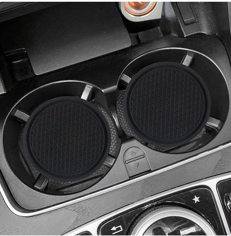 Bling Car Cup Coasters, Crystal Car Cup Holder Coasters, 2 Count, Pink, Silicone, Round