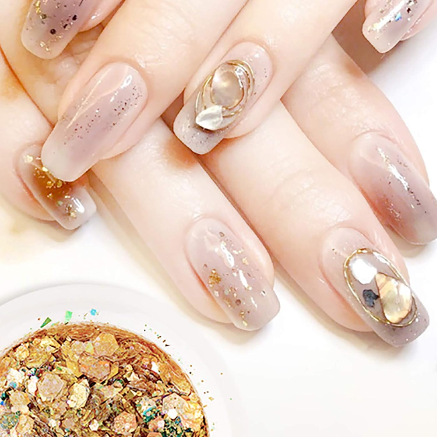 5 Boxes Nail Accessories Nail Sequins Flash Nail Powder Chunky Glitter image number 2