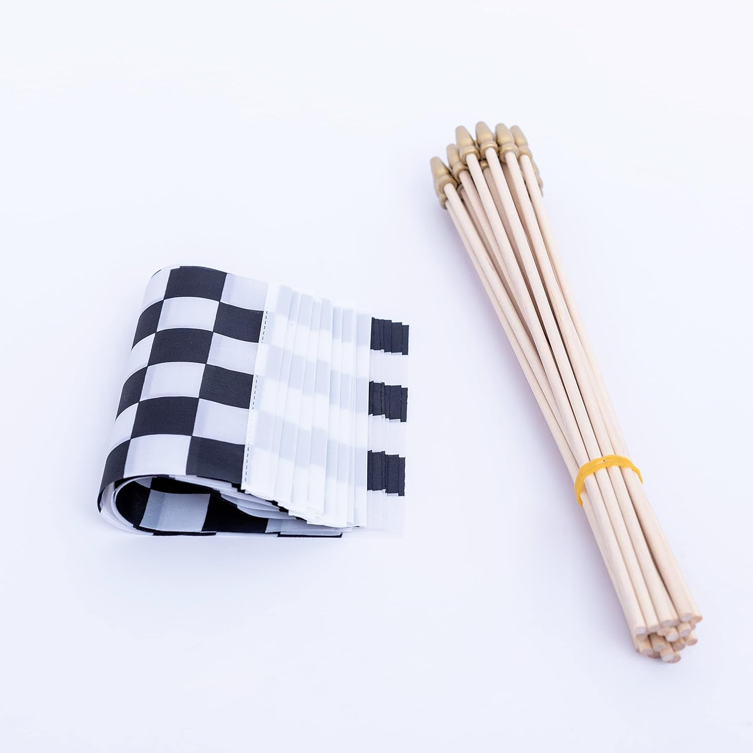 TSMD Checkered Black and White Racing Stick Flag Small Mini Hand Held Race Car Flags Party Decorations, 5X8 Inch,12 Pack image number 3