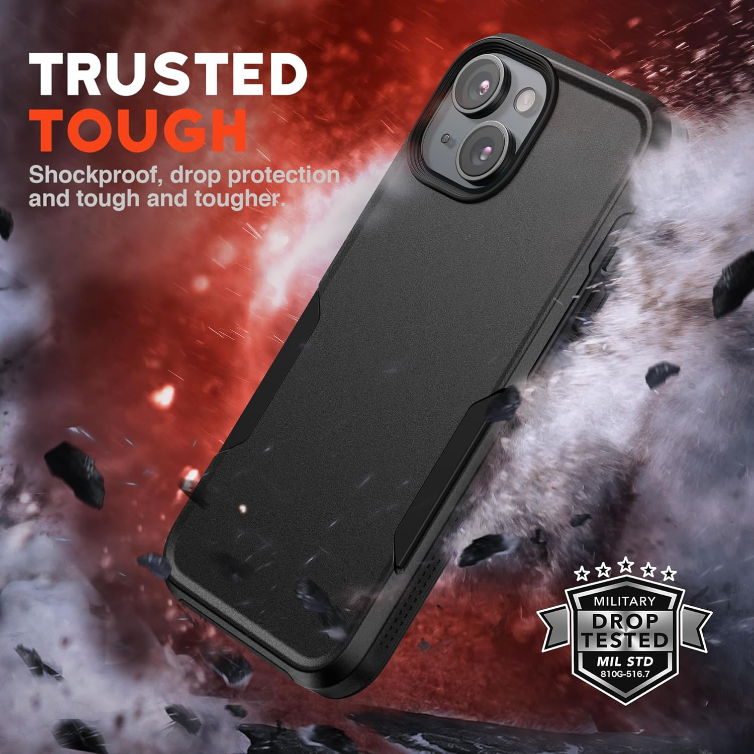 NTG【2023 New Designed for Iphone 15 Case, Heavy-Duty Tough Slim Shockproof [Military Grade Protection] Phone Case for Iphone 15 (6.1 Inch), Black - Black image number 4