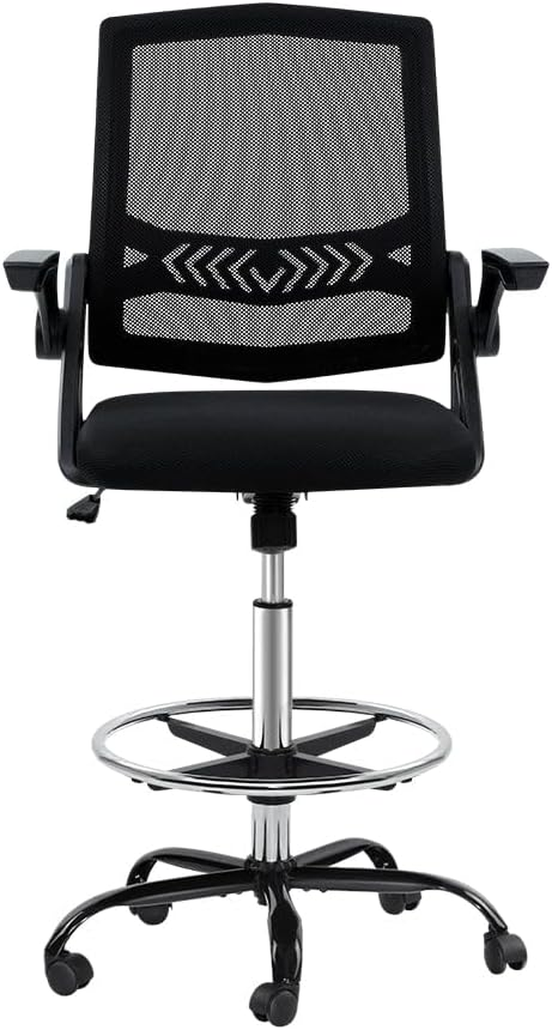 Artiss Ergonomic Office Chair Mesh Computer Desk Chairs Veer Drafting Stool with Height Adjustable Seat, High Back and 360&deg;-Swivel Seating Black for Gaming Room Executive Home image number 5