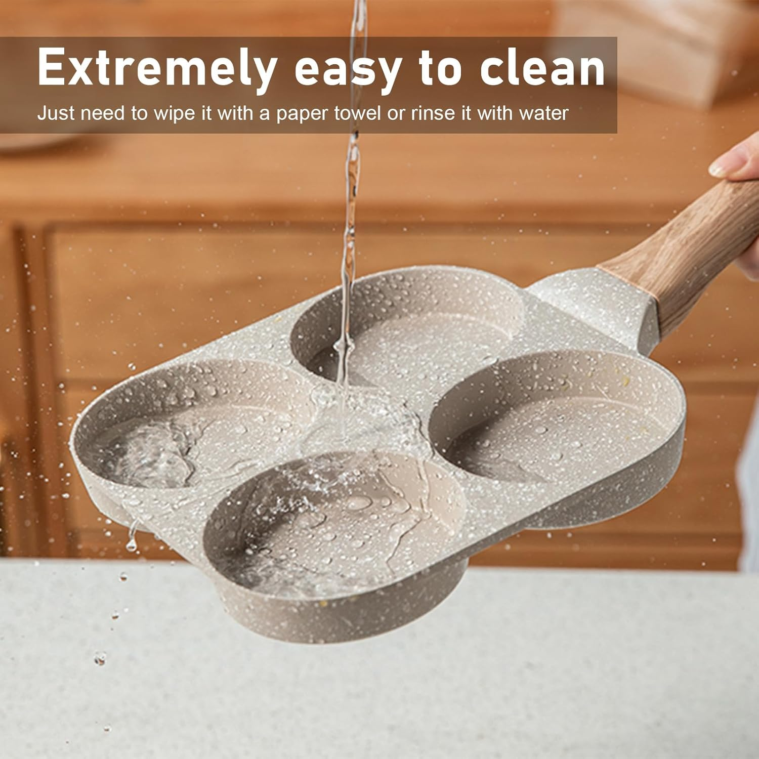 Egg Frying Pan, 4-Cup Egg Pan Nonstick, Fried Egg Pan Skillet for Breakfast, Pancake, Hamburger, Sandwiches, Suitable for Gas Stove & Induction Cookware