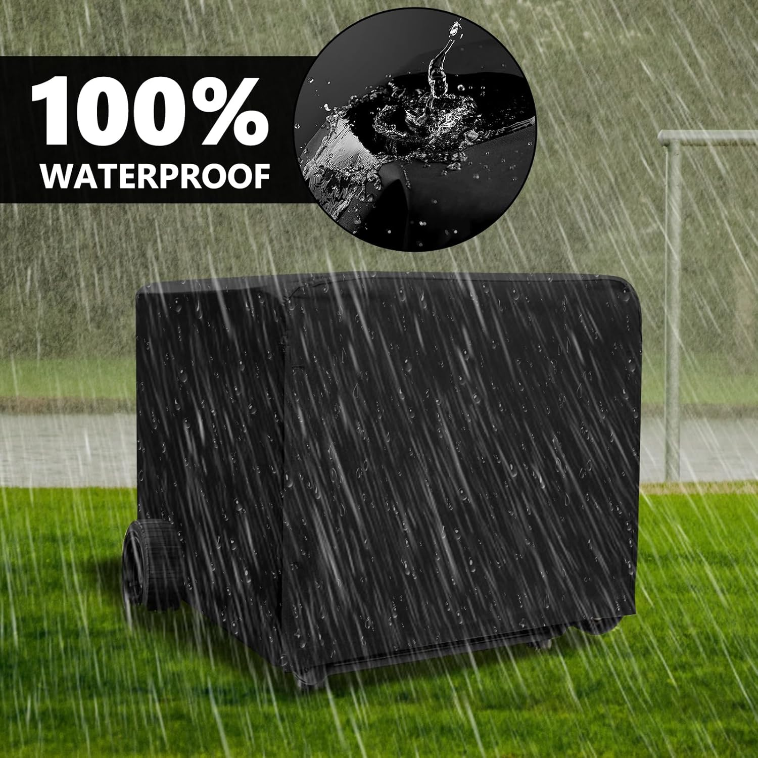 Universal Waterproof Generator Cover, 600D Heavy Duty Small outside Equipment Cover for Champion,Predator,Wen,Bilt Hard,Ryobi,Generac,Westinghouse Portable Generator 5000-10000W,32&rdquo;Lx24&rdquo;Wx24&rdquo;H image number 1