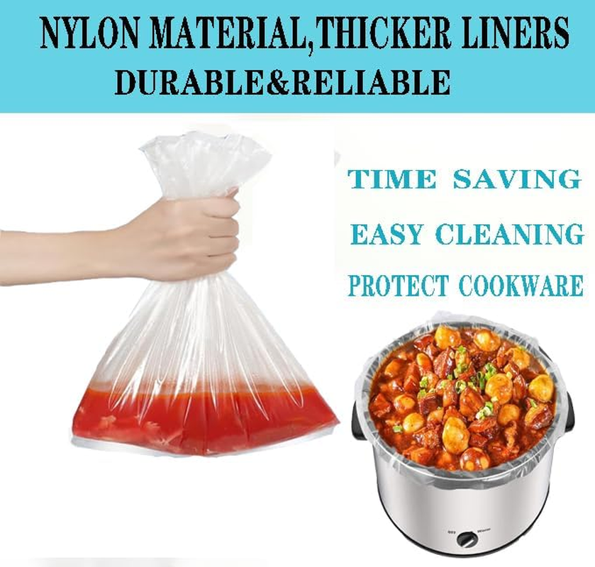 Slow Cooker Liners 13X21 Inch Large Size Thick Pot Liners Nylon Cooking Liners Fit for 3-8QT Oval & round Pot (10Bags 1Pack) image number 2