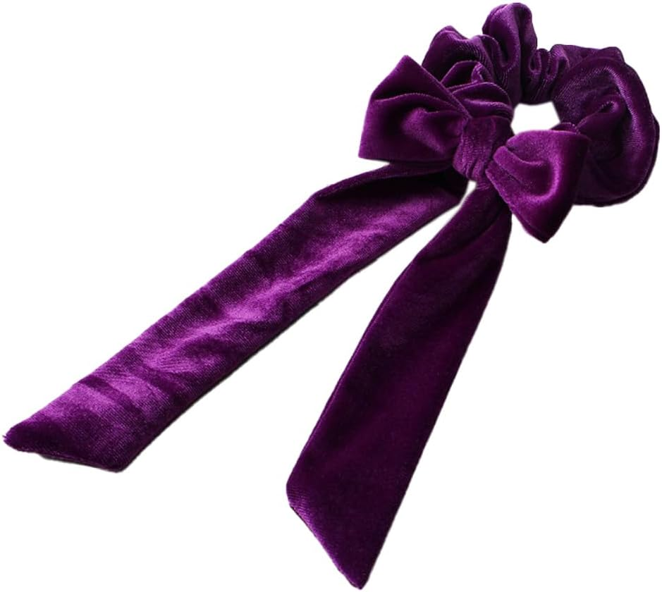 Pack of 2 Hair Bows with Bow, Velvet Hair Bowknot Hair Bands, Elastic Bow Hair Bands, Ponytail Holder, Hair Scrunchie, Bow, Hair Accessories for Women, Purple