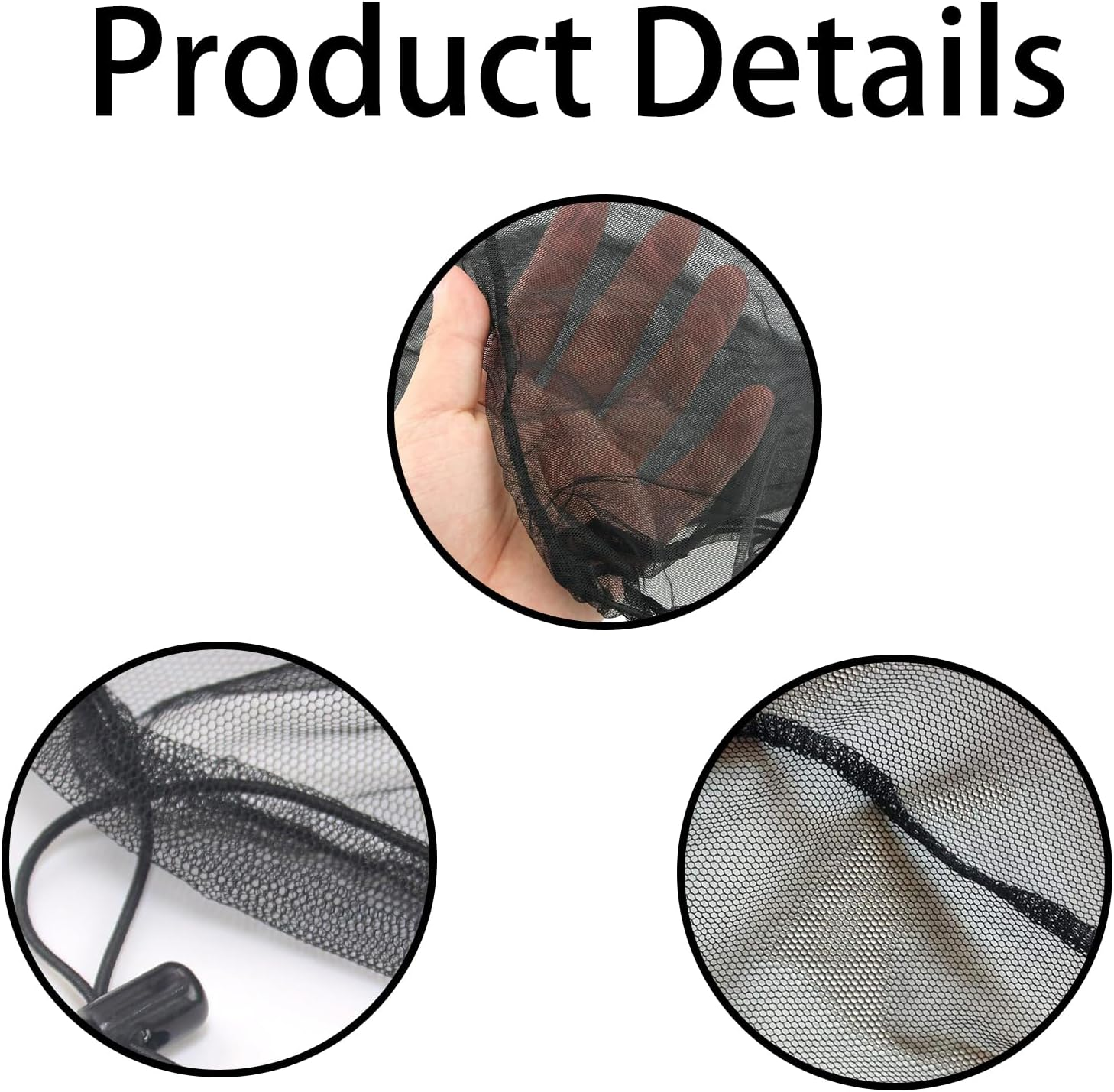 Zodaqian 4 Pack Mosquito Net Head Cover, Lightweight Fly Nets for Head Protection, Durable Mosquito Head Net, Suitable for Outdoor Camping & Travel Enthusiasts Black